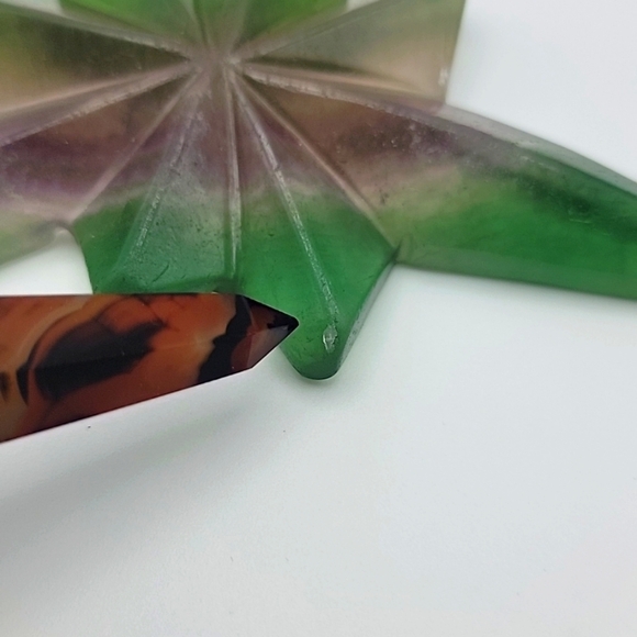 Dynamic Rainbow Fluorite Starburst Natural Gemstone Sculpture Black Stand 146g - Picture 9 of 12